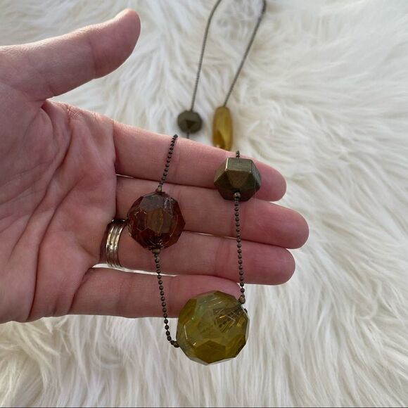 Long beaded statement necklace warm toned see through beads - Picture 3 of 3